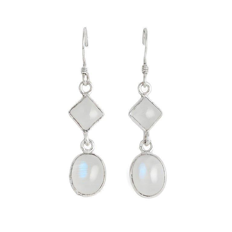 أقراط توهج القمر - أوبال أبيض