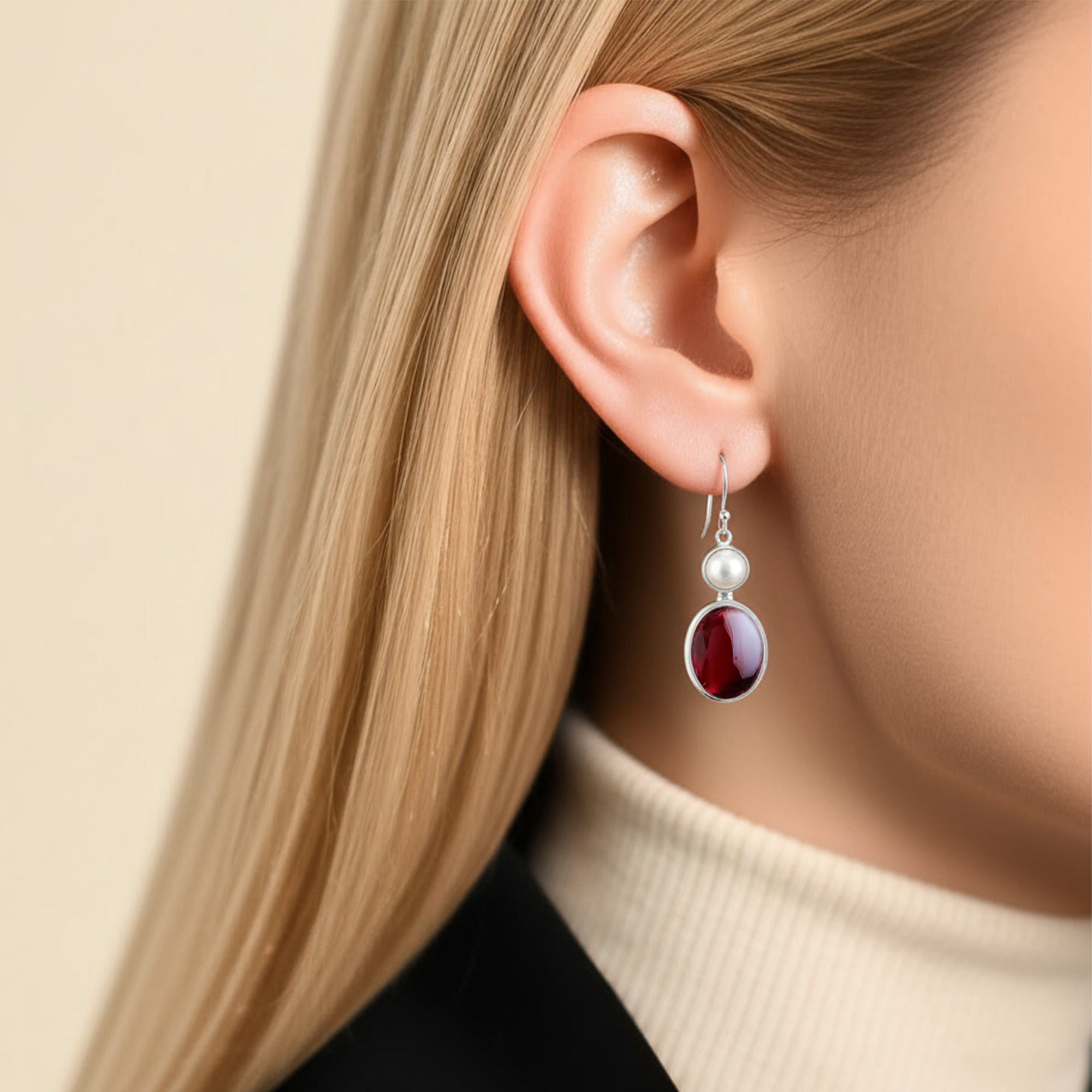 Crimson Moon Earrings - Whispers of Stones