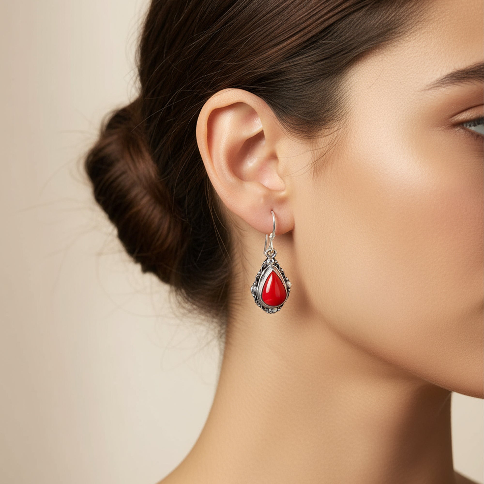 أقراط بحرية نارية – كورال أحمر