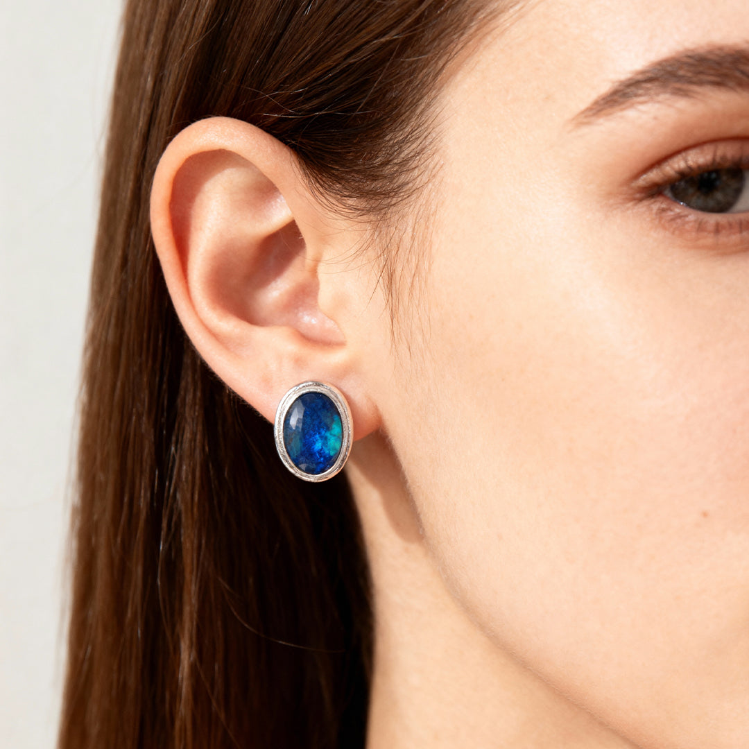 Depths of Night Earrings - Blue Opal