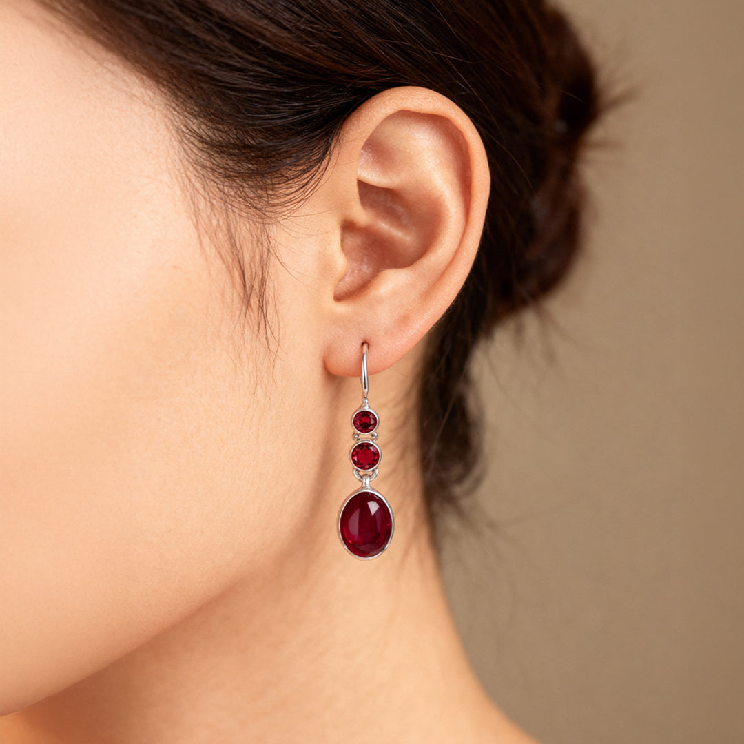 أقراط قطرات قرمزية – غارنيت أحمر