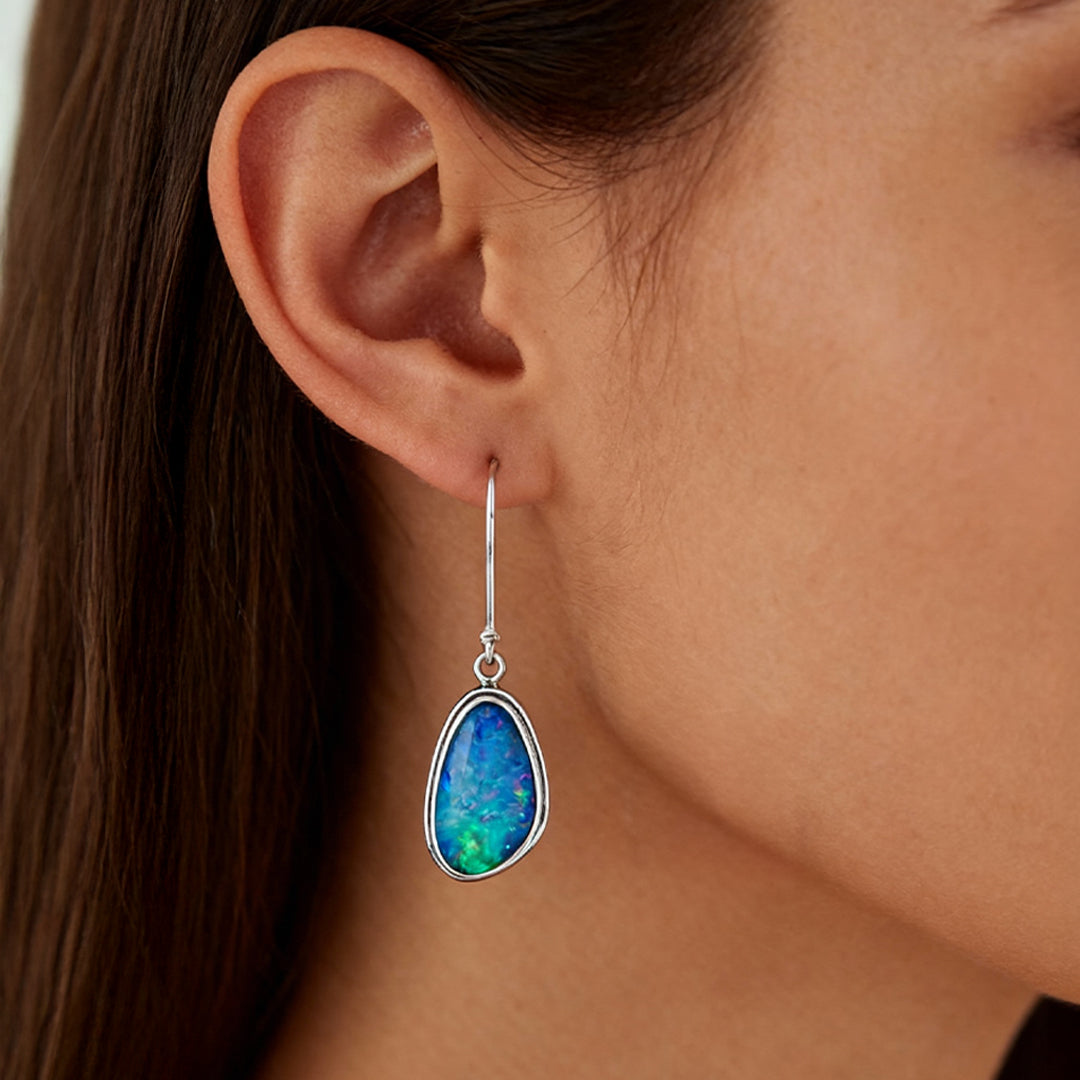 Sky Drop Earrings – Whispers of Opal Light