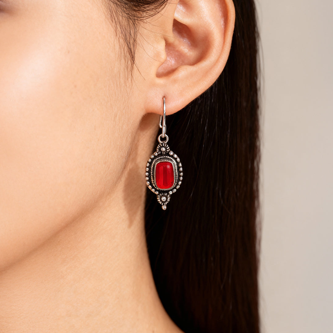 Crimson Glow Earrings – Red Garnet