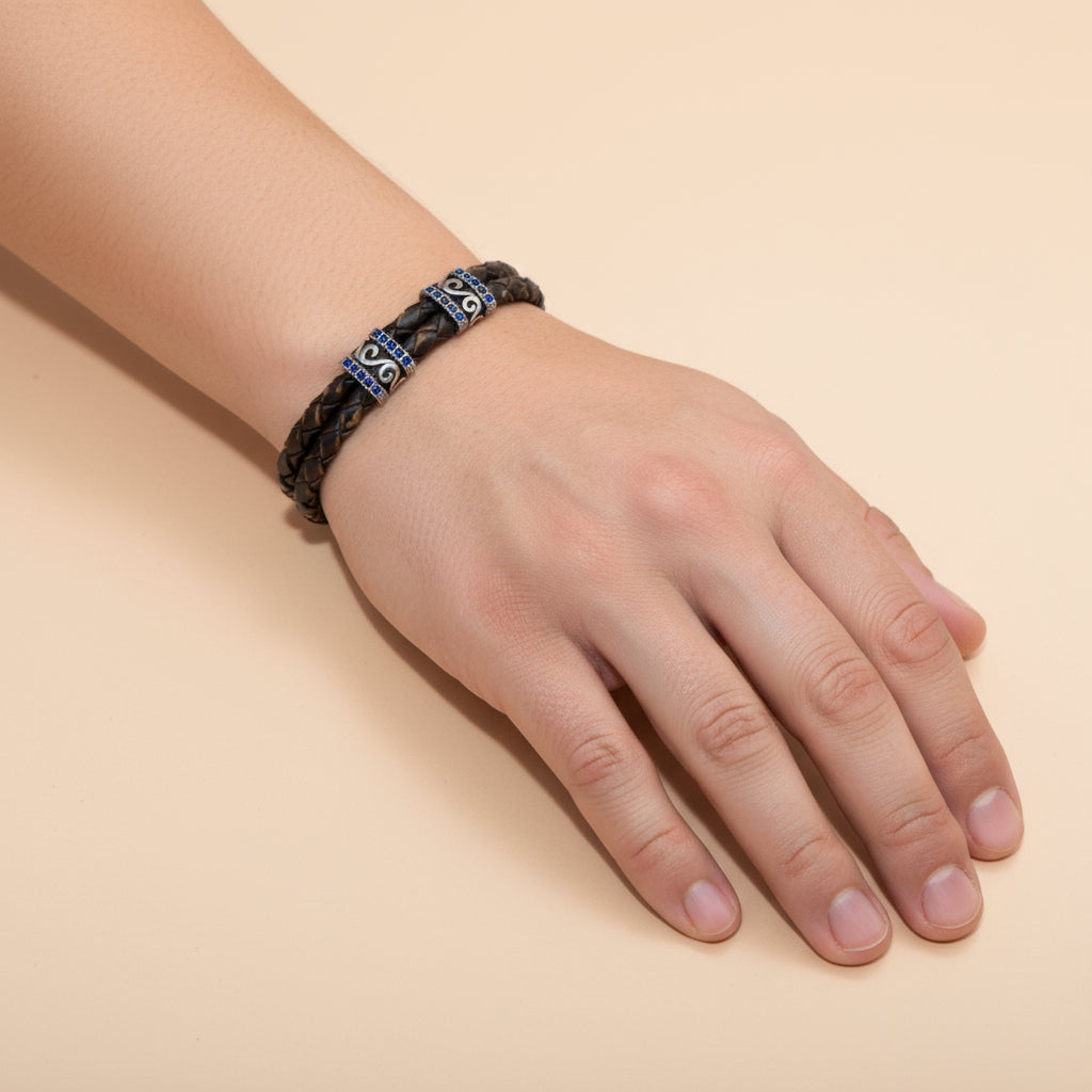 Leather Bracelet - Blue Sapphire
