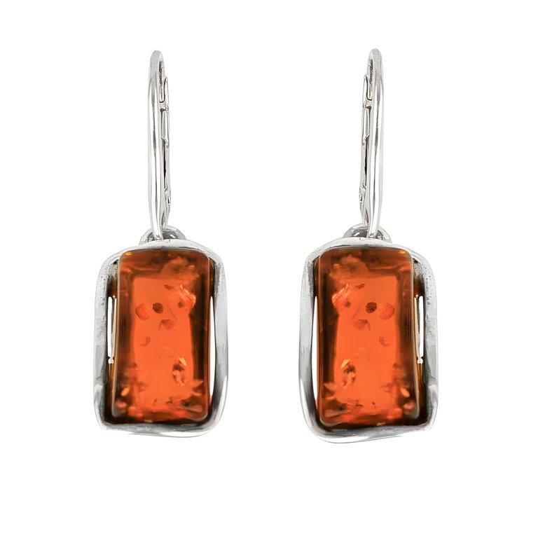 Flame Earrings - Orange Amber