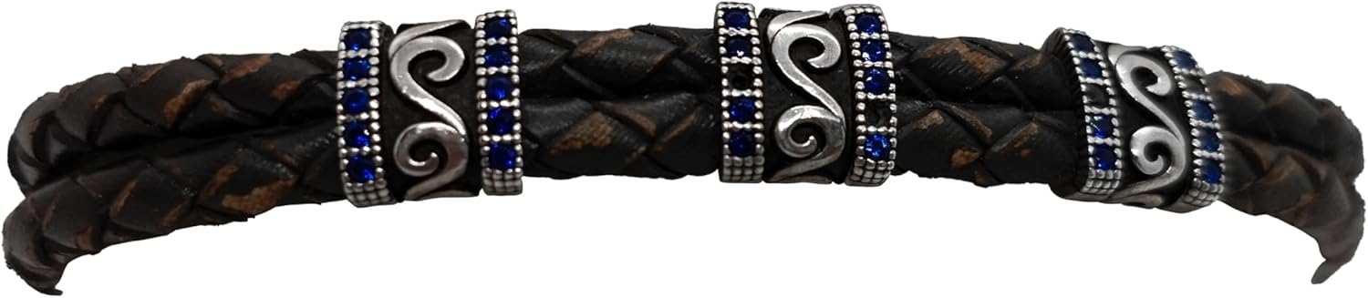 Leather Bracelet - Blue Sapphire