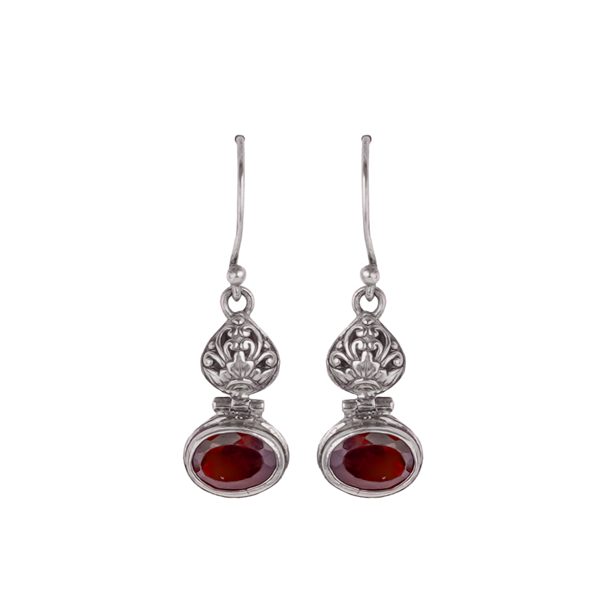 Night Secrets Earrings - Red Garnet