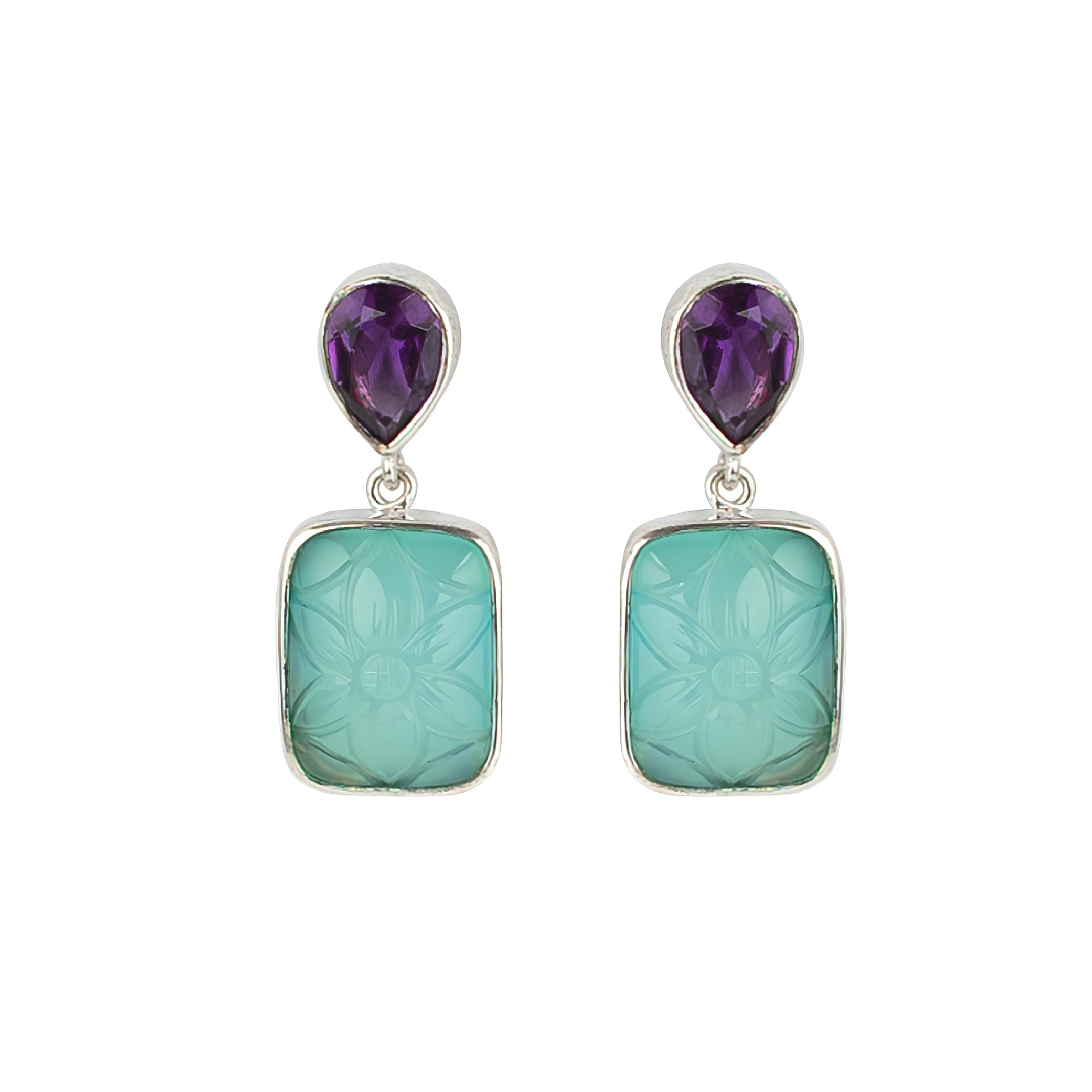 Night Blossom Earrings – Whispers of Amethyst & Aquamarine
