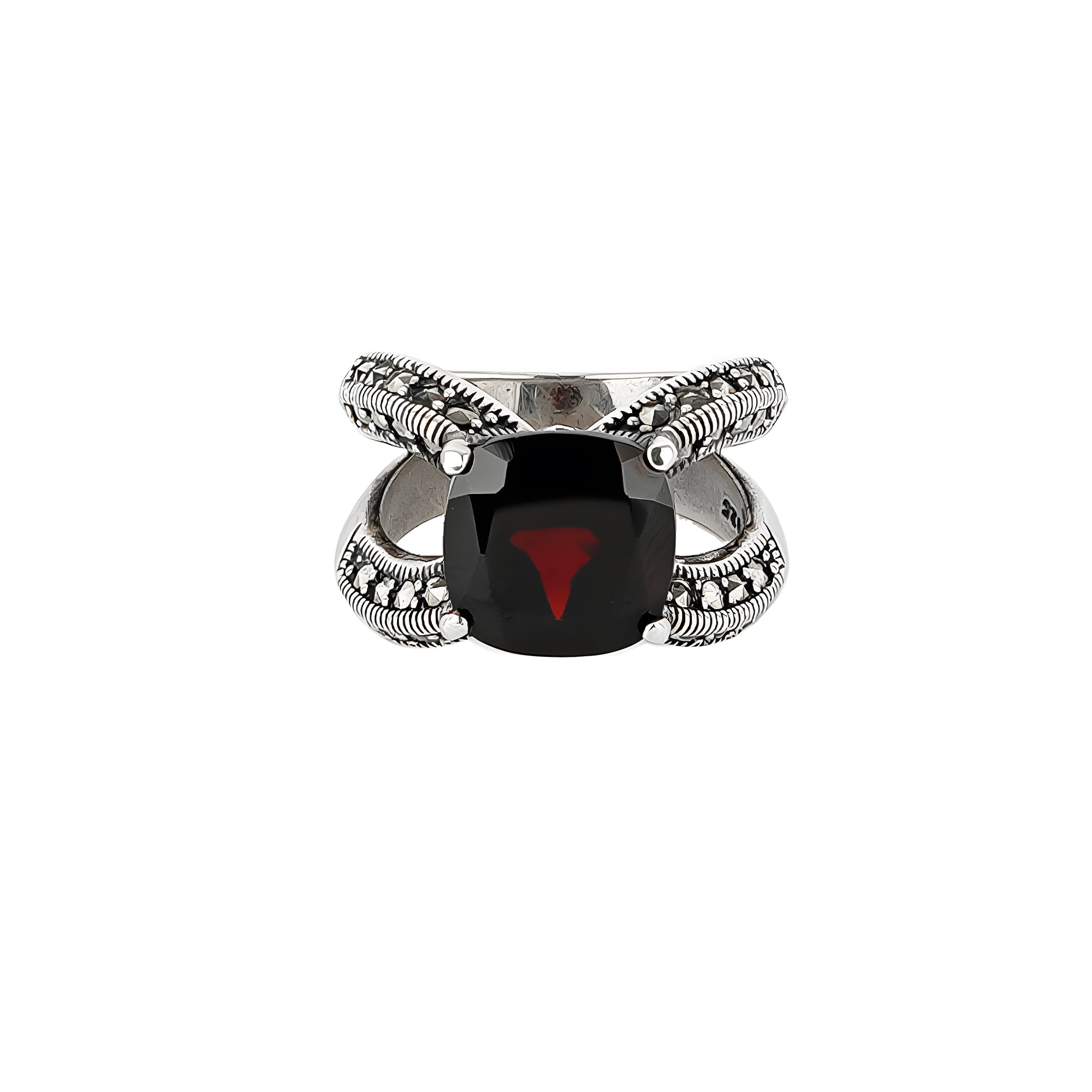 Midnight Ring - Red Garnet