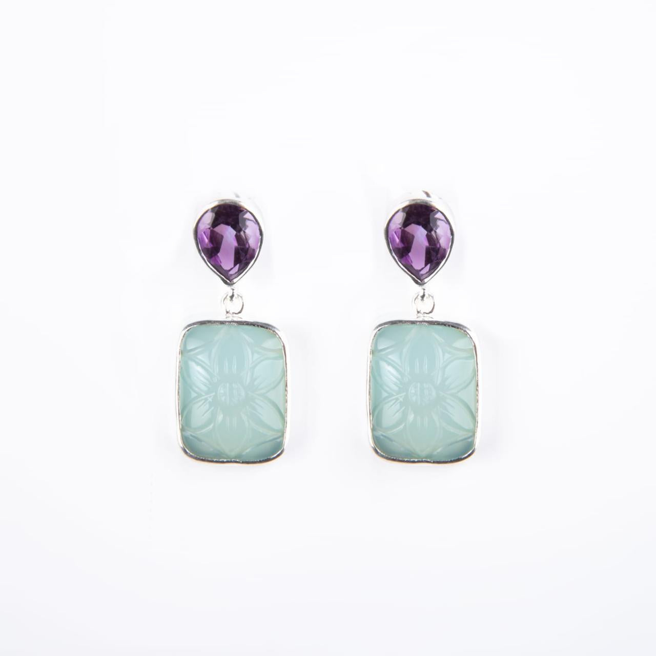 Night Blossom Earrings – Whispers of Amethyst & Aquamarine
