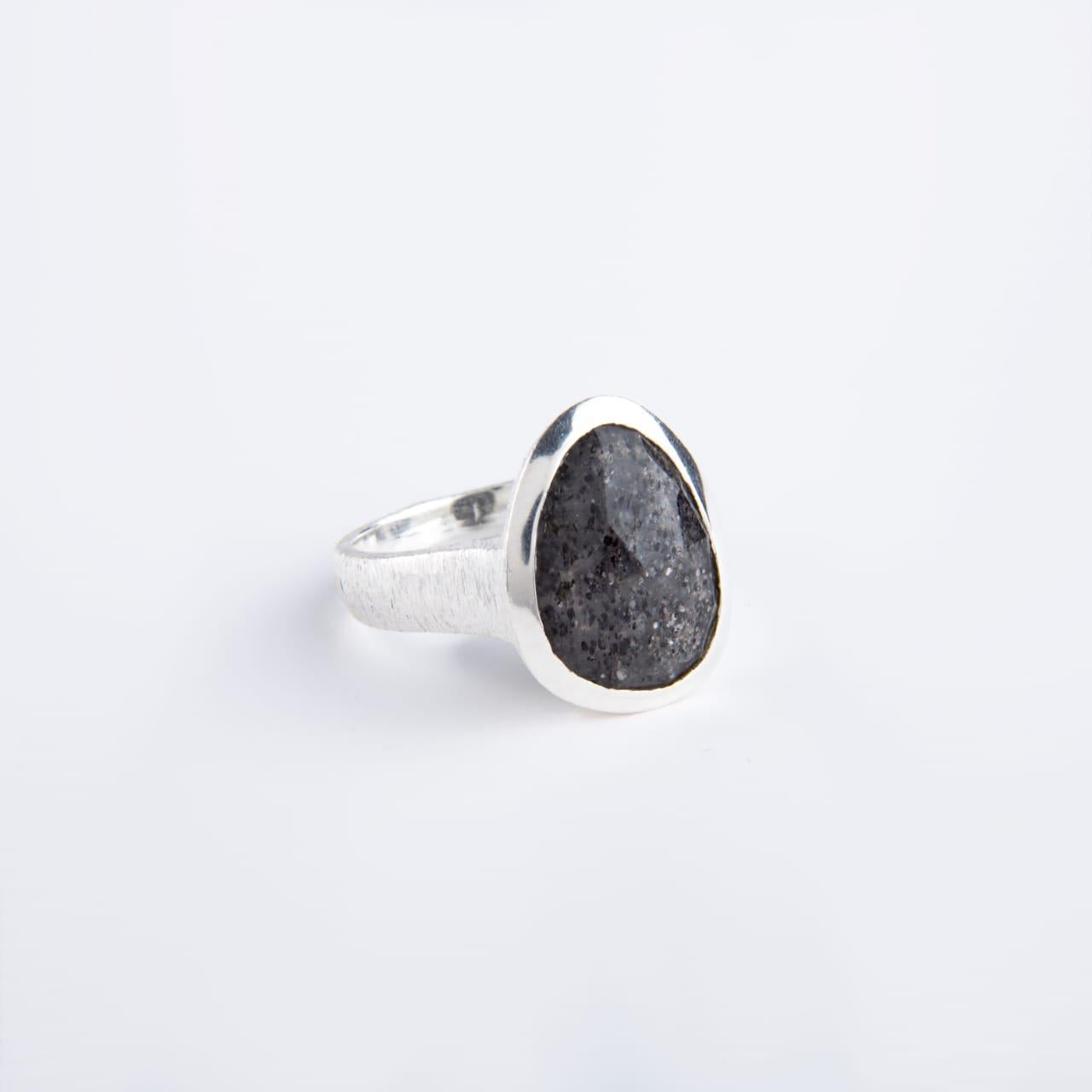 Dark Night Ring - Black Druzy Quartz