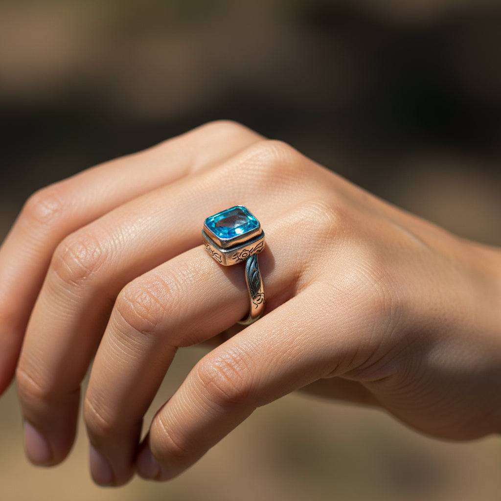 خاتم السكون - توباز أزرق