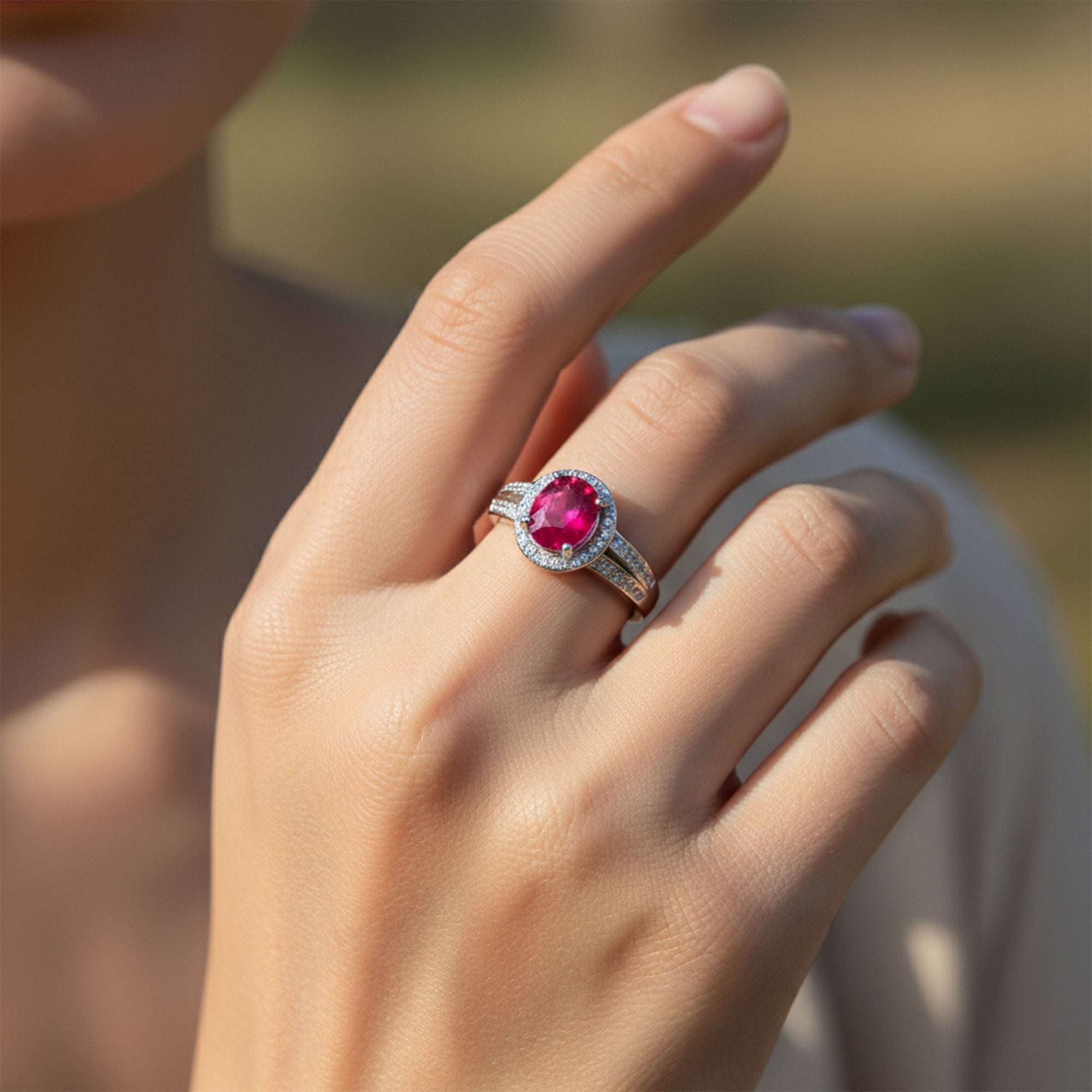 خاتم مصقول - جارنيت أحمر