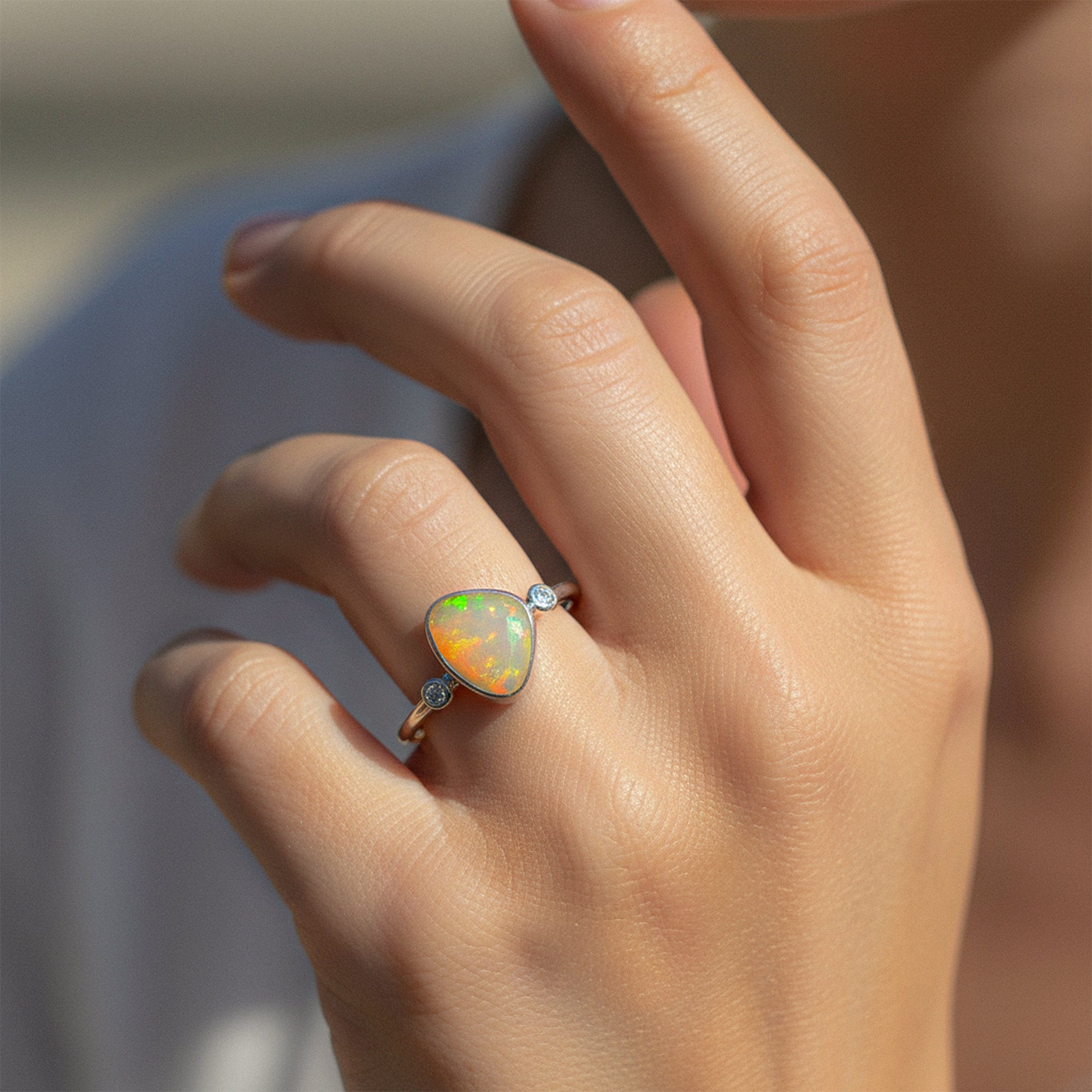 Ethereal Glow Ring- Yellow Opal