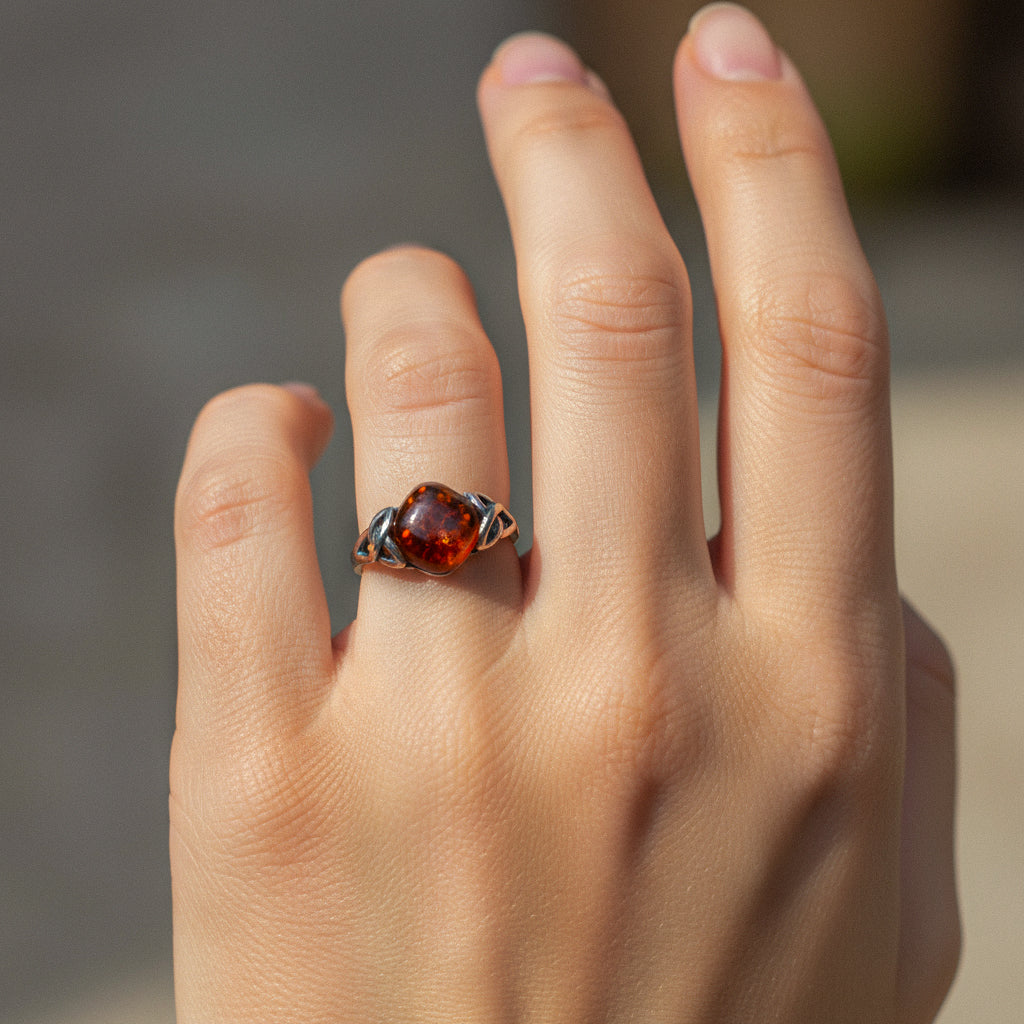 Fireheart Ring- Orange Amber