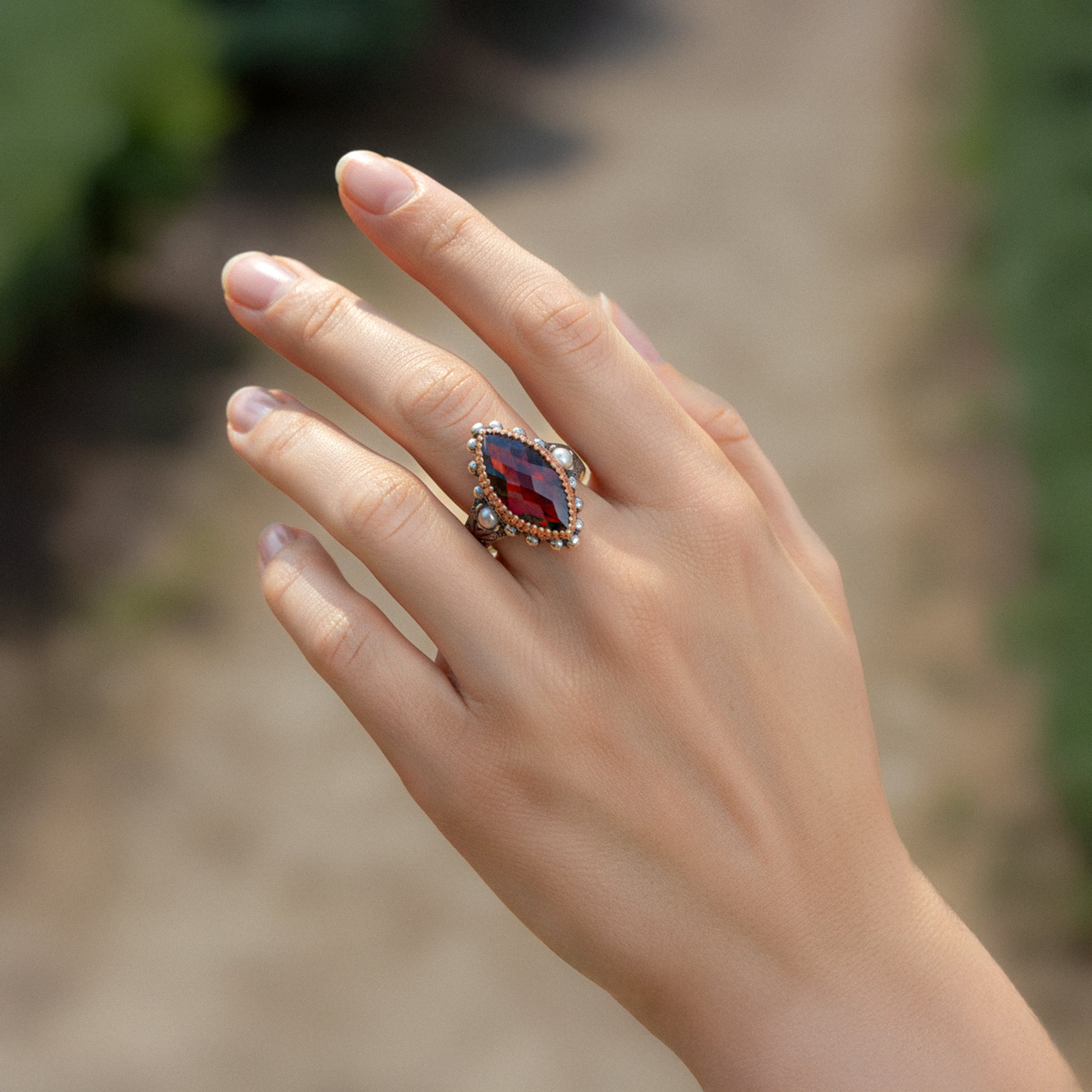 King Ring - Red Garnet