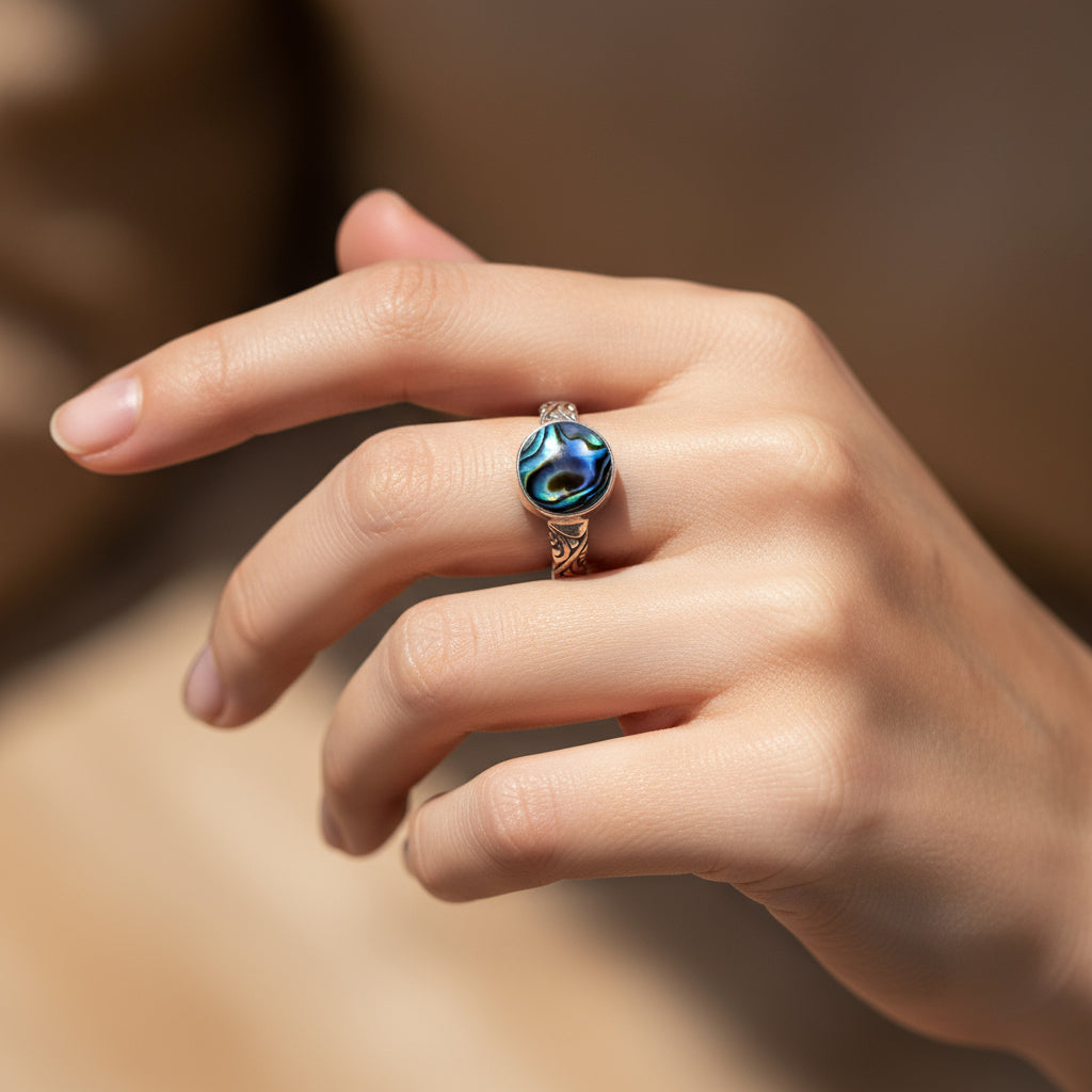 Mystery Wave Ring - Abalone Shell