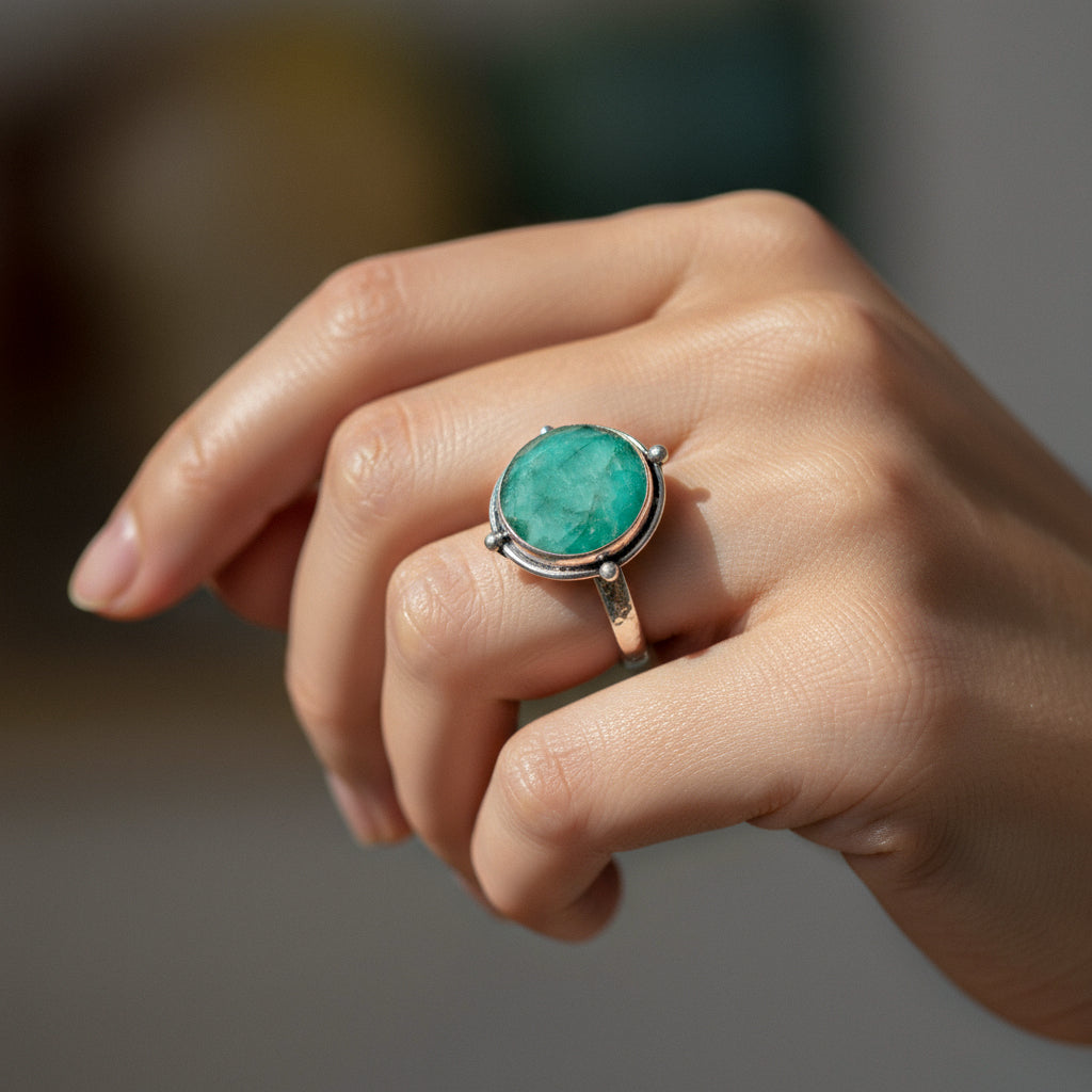 Verdant Grace Ring - Green Emerald