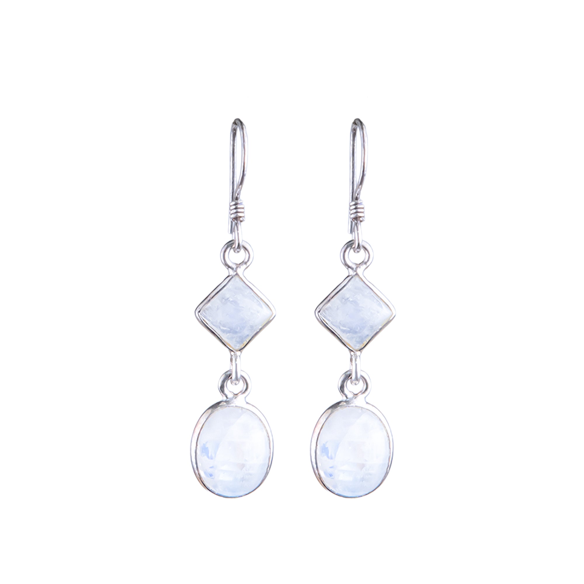 أقراط توهج القمر - أوبال أبيض