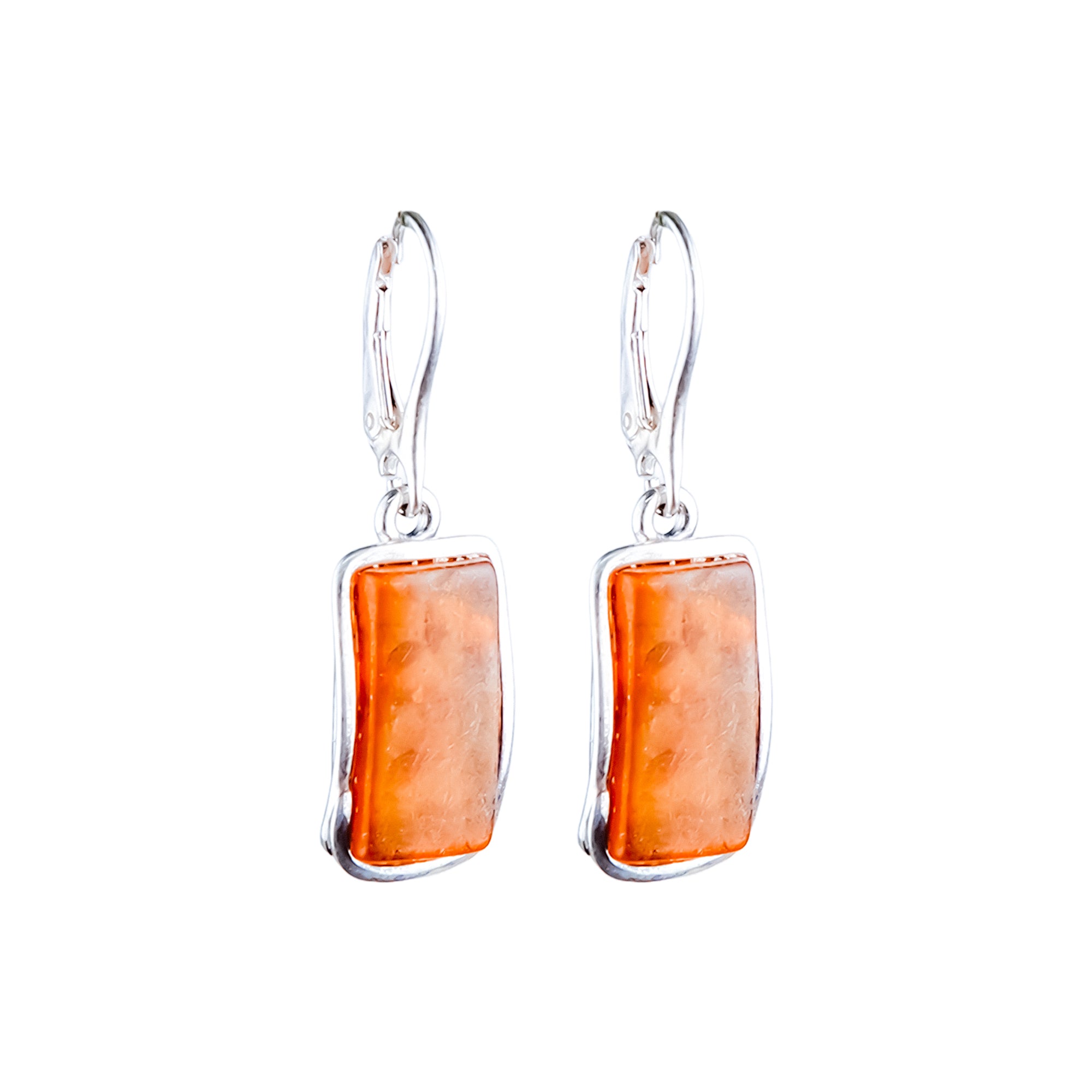 Flame Earrings - Orange Amber